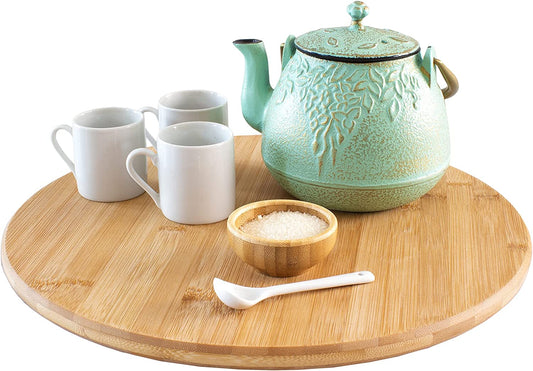 Lazy Susan Organizer for Cabinet, Pantry or Tabletop – 14" Bamboo Turntable for Kitchen, Counter or Spice Rack Storage