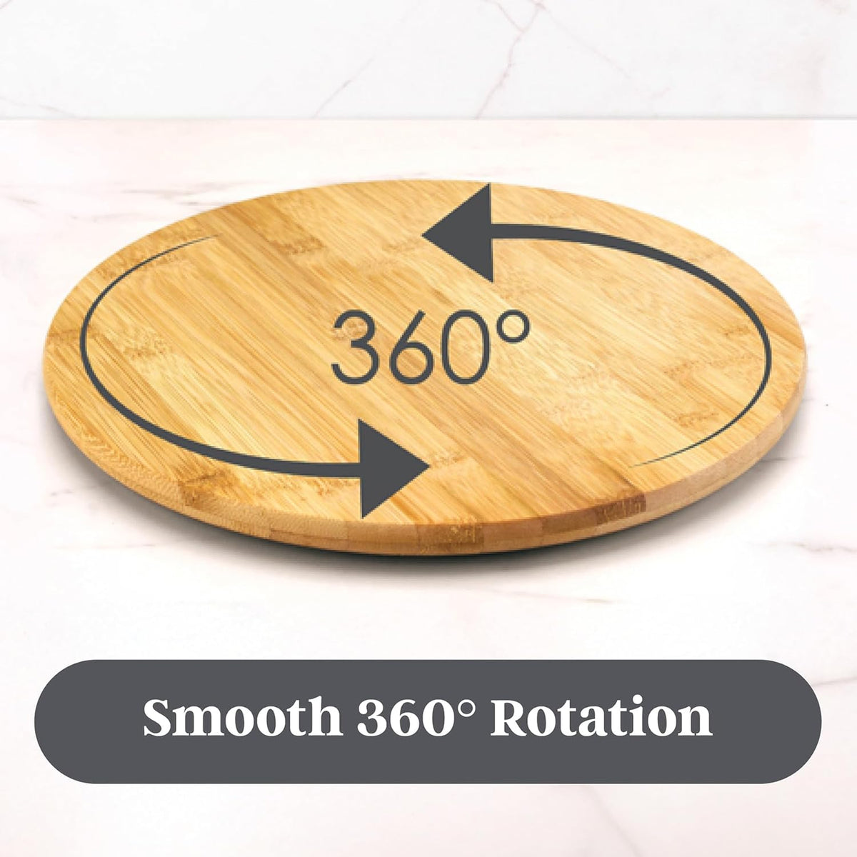 Lazy Susan Organizer for Cabinet, Pantry or Tabletop – 14" Bamboo Turntable for Kitchen, Counter or Spice Rack Storage