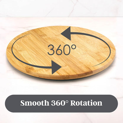 Lazy Susan Organizer for Cabinet, Pantry or Tabletop – 14" Bamboo Turntable for Kitchen, Counter or Spice Rack Storage